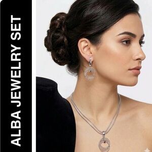 NWT ELBA Rhodium Plated Multi-Circle Statement Jewelry Set